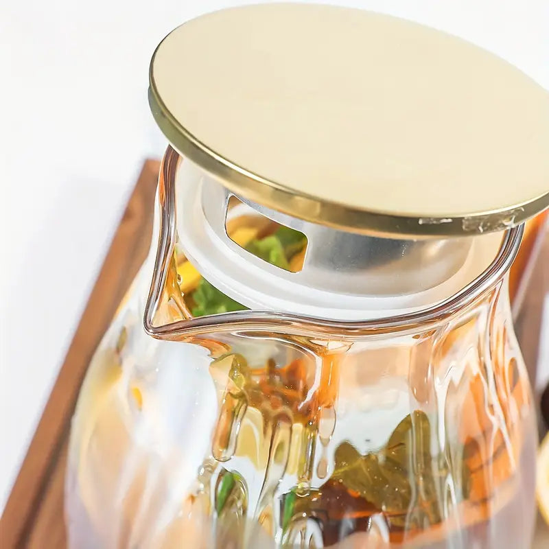 ¡ELEGANTE JUEGO DE JARRA CON 6 TAZAS DE VIDRIO BOROSILICATO LIBRE DE PBA !