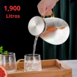 🔥INOVADORA JARRA  +4 TAZAS DE VIDRIO BOROSILICATO RESISITENTE AL FUEGO DIRECTO🔥