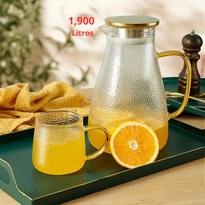 🔥INOVADORA JARRA  +4 TAZAS DE VIDRIO BOROSILICATO RESISITENTE AL FUEGO DIRECTO🔥