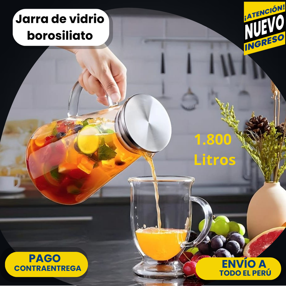 🍹ELEGANTANTE JARRA DE VIDRIO BOROSILICATO🍵