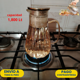 ¡ELEGANTE JUEGO DE JARRA CON 6 TAZAS DE VIDRIO BOROSILICATO LIBRE DE PBA !