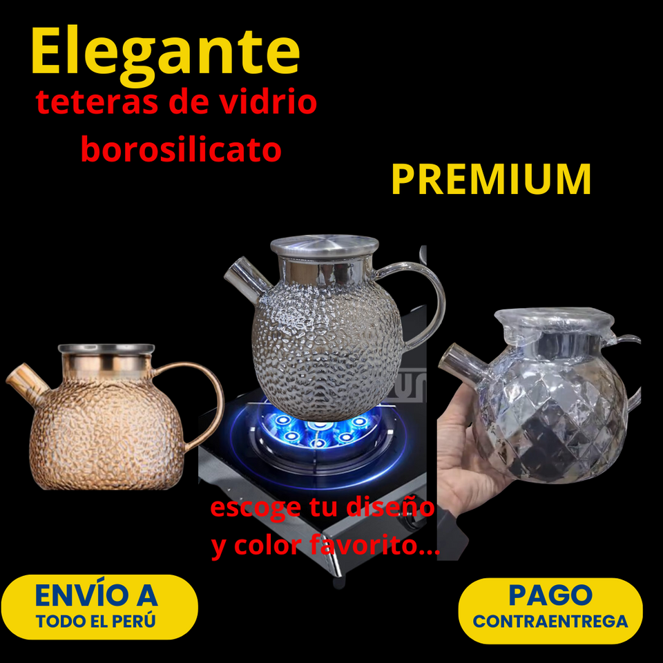 🫖MODERNAS TETERAS DE VIDRIO BOROSILICATO APTAS PARA EL USO DIRECTO AL FUEGO🔥