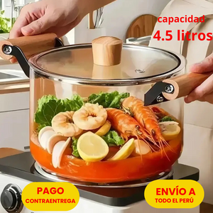 💥¡¡ELEGANTE  OLLA  DE VIDRIO  BOROSILICATO LIBRE DE PLOMO, PREPARA TUS ALIMENTOS MAS SALUDABLE !💥