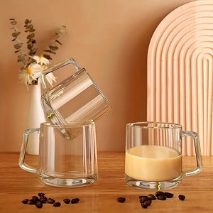 🎁 ELEGANTE JUEGO DE 3 TAZAS DE VIDRIO MODERNO Y SOSTIFICADO 🎁