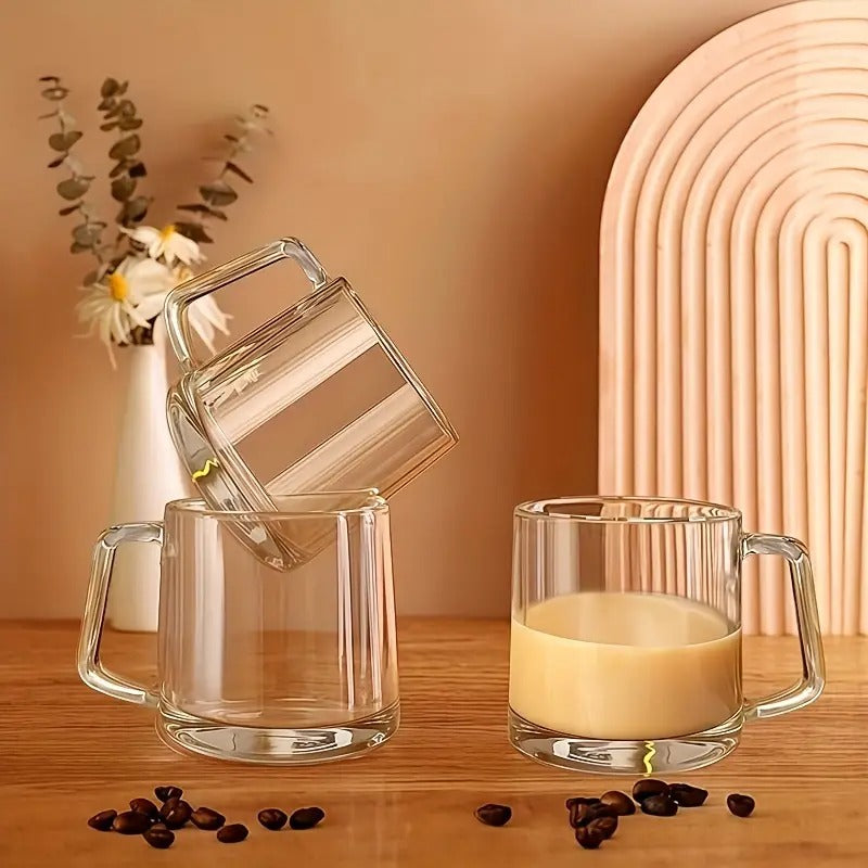 🎁 ELEGANTE JUEGO DE 3 TAZAS DE VIDRIO MODERNO Y SOSTIFICADO 🎁
