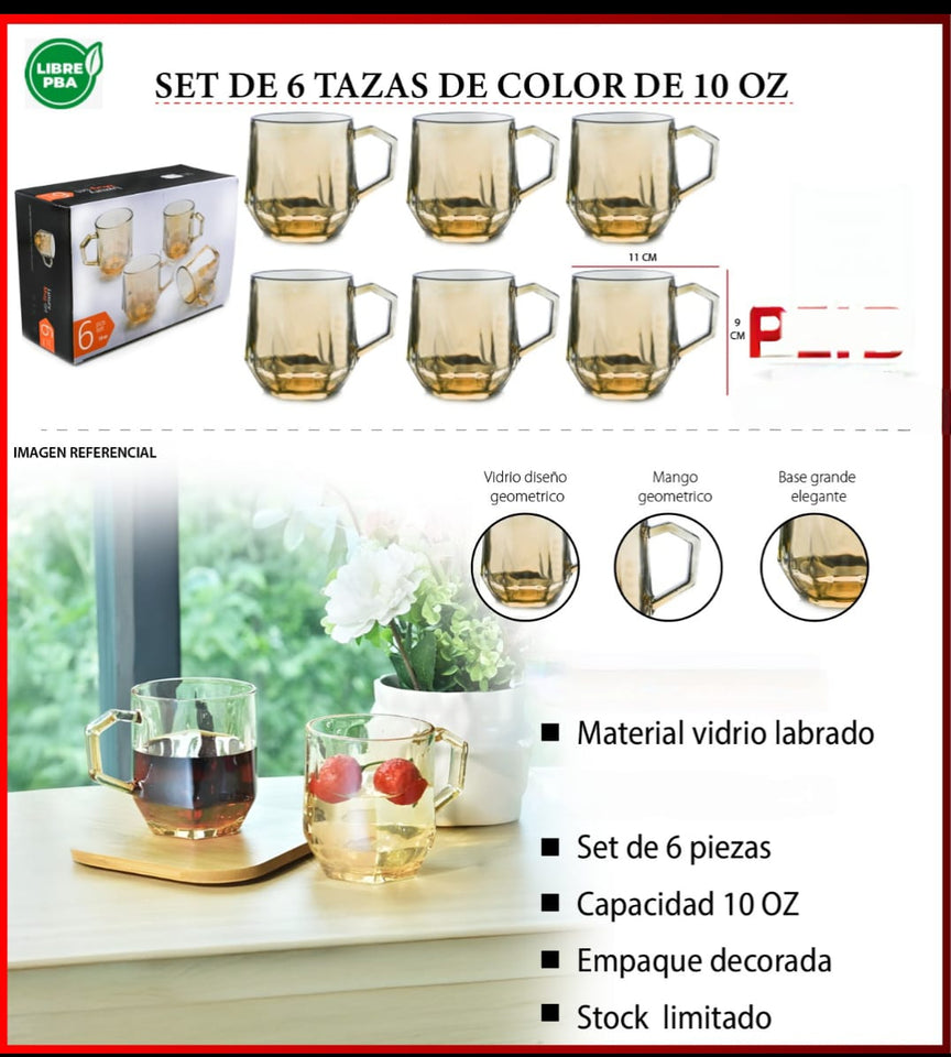 ¡ELEGANTE JUEGO DE JARRA CON 6 TAZAS DE VIDRIO BOROSILICATO LIBRE DE PBA !