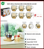 ¡ELEGANTE JUEGO DE JARRA CON 6 TAZAS DE VIDRIO BOROSILICATO LIBRE DE PBA !