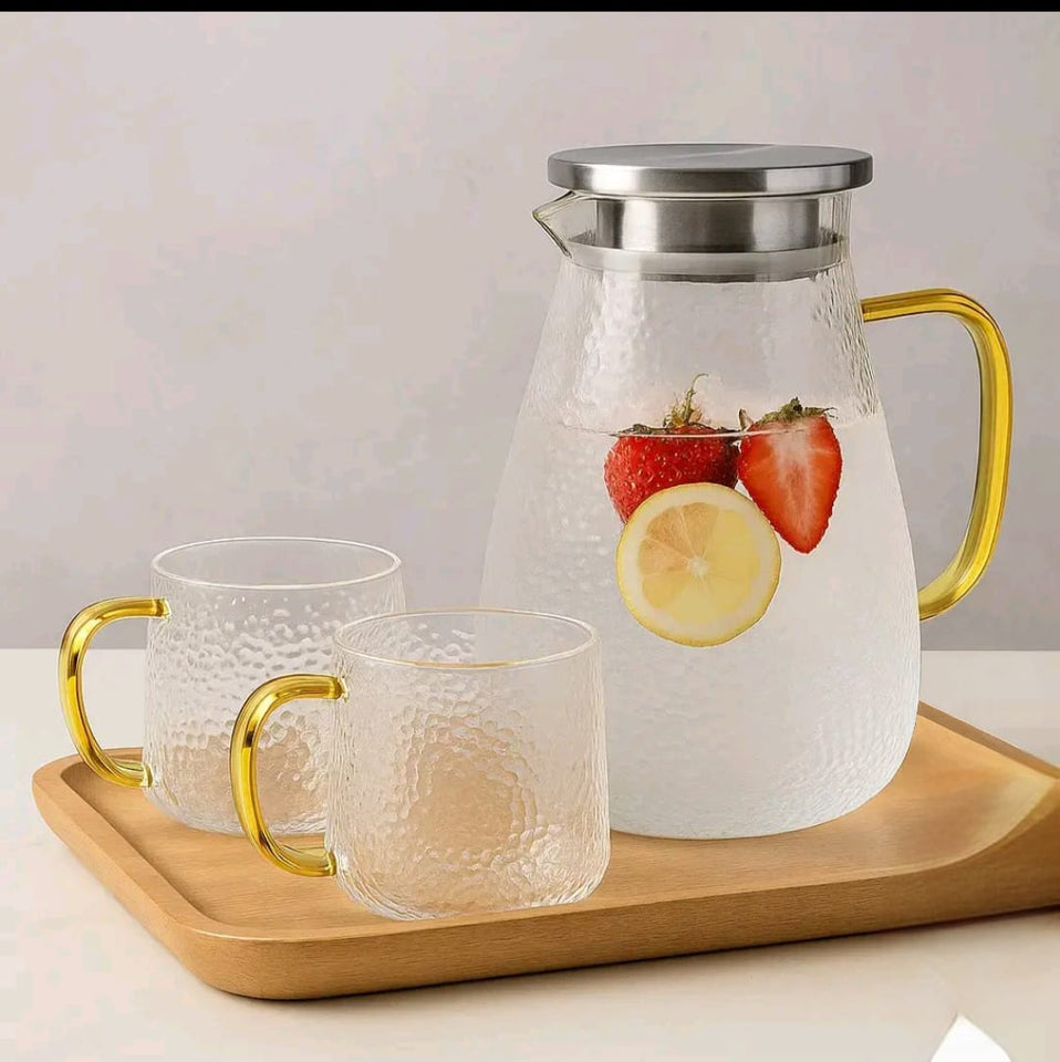 🔥INOVADORA JARRA  +4 TAZAS DE VIDRIO BOROSILICATO RESISITENTE AL FUEGO DIRECTO🔥