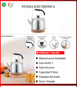 MODERNA TETERA ELECTRONICA DE ACERO INOXIDABLE  CAPACIDAD PARA TODA LA FAMILIA