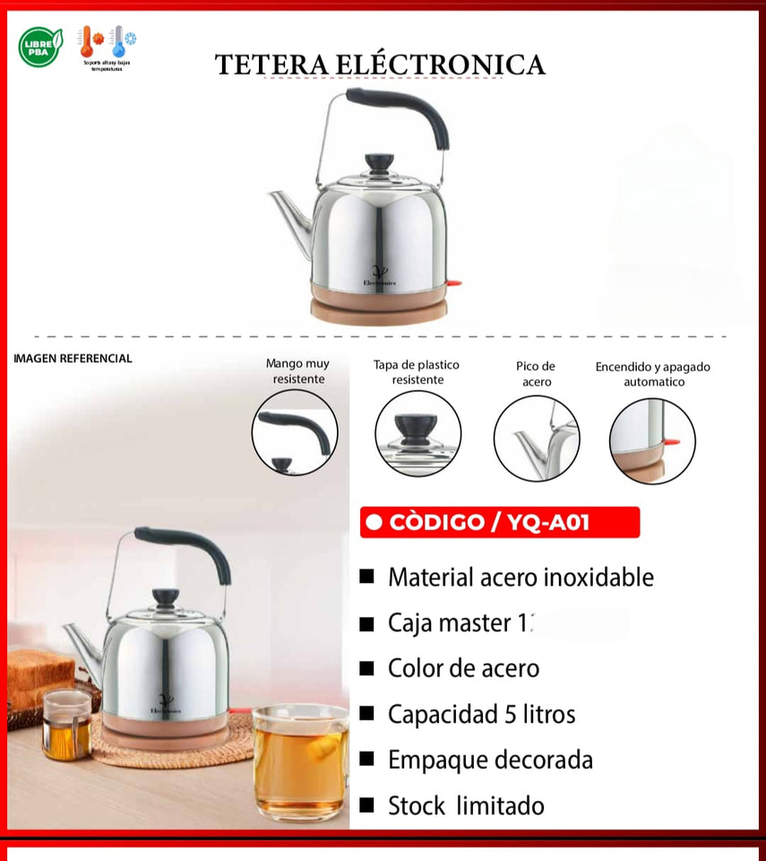 MODERNA TETERA ELECTRONICA DE ACERO INOXIDABLE  CAPACIDAD PARA TODA LA FAMILIA