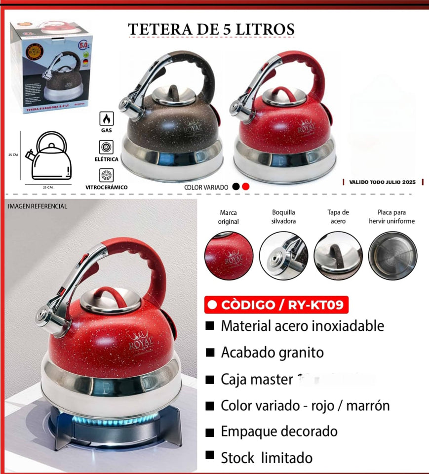 Tetera ROYAL 5 Litros – colores Intensos & Acero Inoxidable marca original