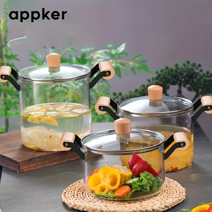💥¡¡ELEGANTE  OLLA  DE VIDRIO  BOROSILICATO LIBRE DE PLOMO, PREPARA TUS ALIMENTOS MAS SALUDABLE !💥