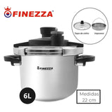 OLLA A PRESION 100 % ACERO INOXIDABLE MARCA FINEZZA  CAP 6 Litros