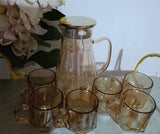 ¡ELEGANTE JUEGO DE JARRA CON 6 TAZAS DE VIDRIO BOROSILICATO LIBRE DE PBA !